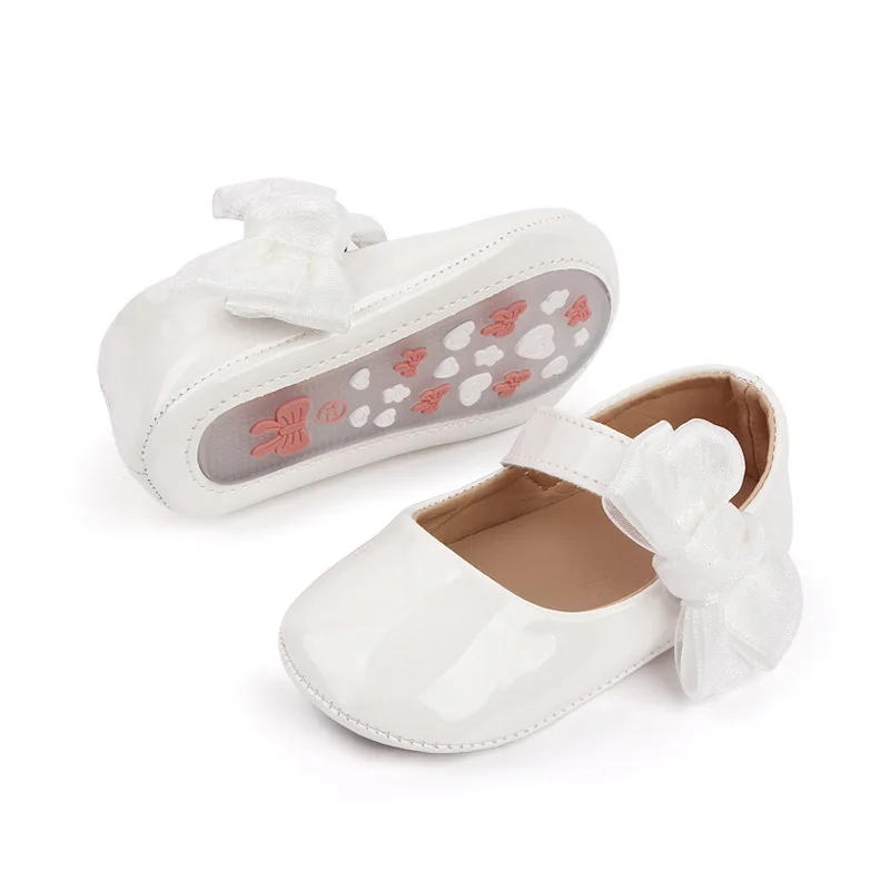 Brand Infant Girls Crib Shoes Fashion Flower Bows Trainers Baby Item Newborn Soft Rubber Sole Princess Footwear Doll Shoes Gifts