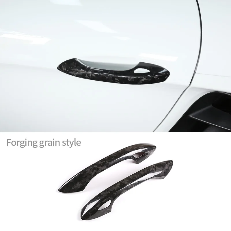 

For Porsche 718 911 Boxster Cayman Car Exterior Door Handle Cover Doorknob Shell With Sensor Hole Real Carbon Fiber Accessories