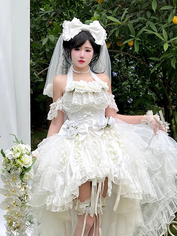 

Fairy Style Elegant Waistband French Romantic Three-Dimensional Flower Bow Lace High Waist Slim Fishbone Corset Versatile Skirt