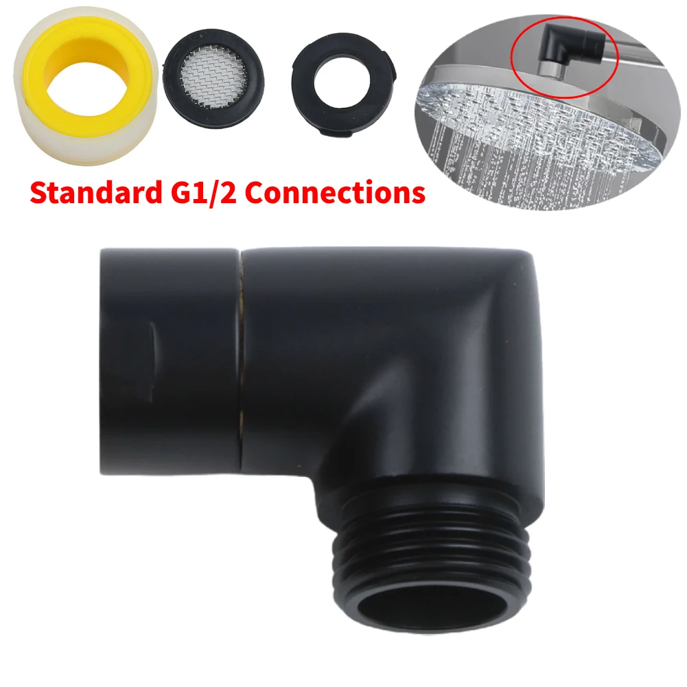 

90-градусный колено для насадки для душа G1/2, верхний распылительный колено для ручного душа, черный угловой переходник с внутренней и наружной резьбой, аксессуары для ванной комнаты