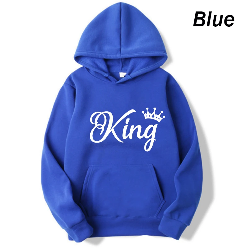 Women Hoodies King Queen Printed Sweatshirt Lovers Couples Hoodie Fashion Hooded Sweatshirt Matching Casual Pullovers Tracksuits