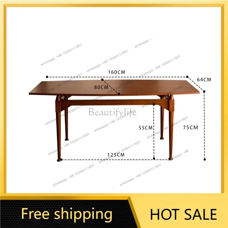 YJ Retro teak rectangular solid wood dining table