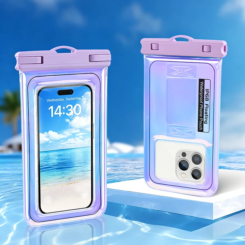 Haissky Laser Floating Waterproof Swimming Bags For iPhone 17 16 15 14 13 Pro Max Air Plus Universal Summer Travel Phone Pouch