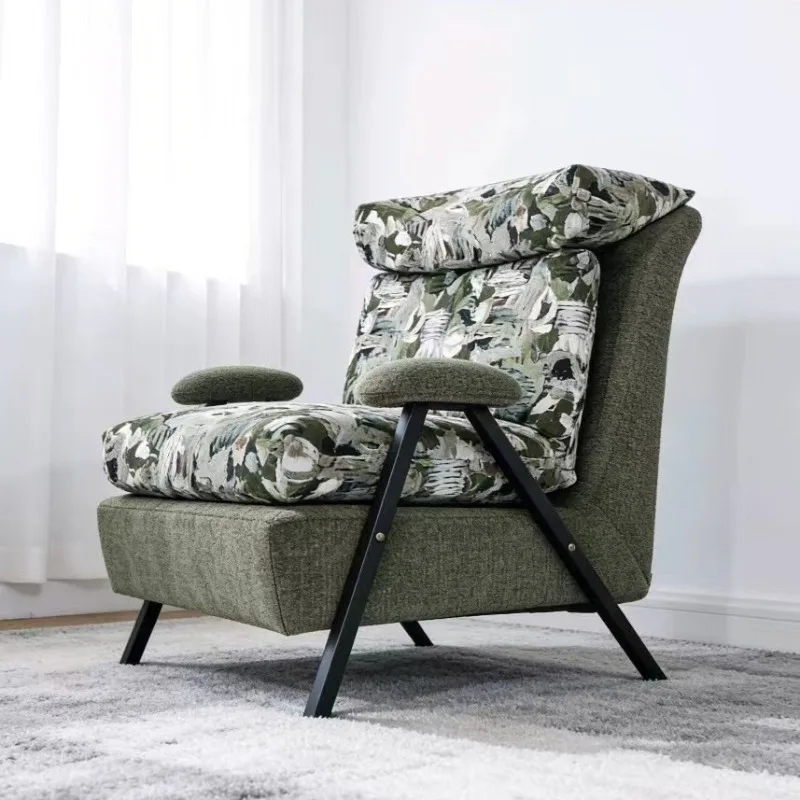 Italian light luxury leisure chair, living room sofa chair, balcony single leather fabric soft bag leisure chair