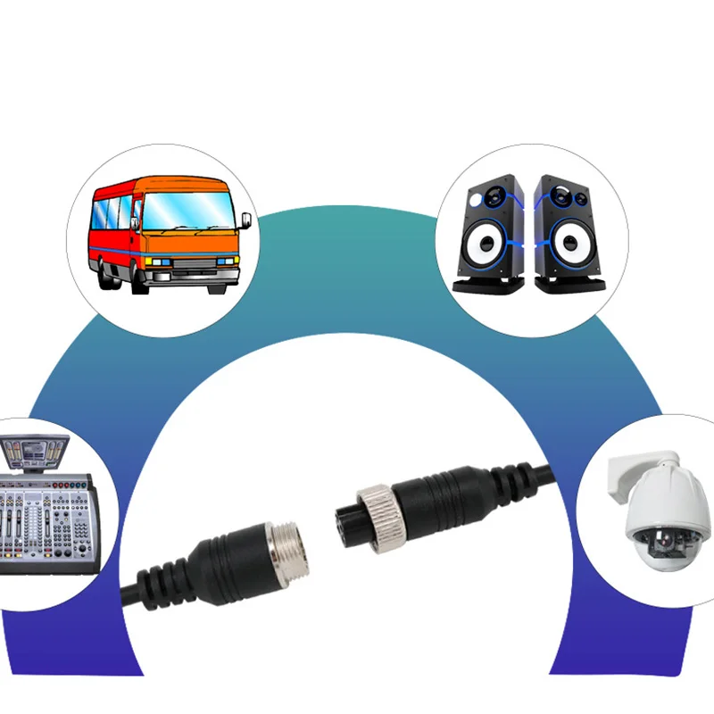 1/3/5/10/20M 4 Pin GX12 12mm core male to female Aviation Extension Video connector power Cable for car Truck Bus Monitor Camera