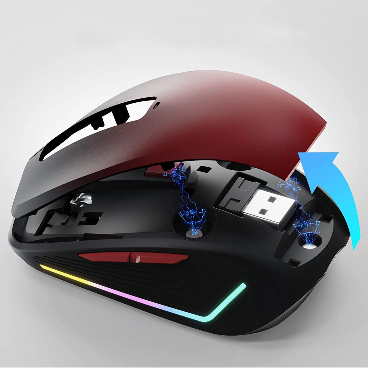 Top Shell magnetische 2.4G draadloze Bluetooth-gamingmuis Verstelbare DPI 15 kleuren RGB-achtergrondverlichting voor desktoplaptopcomputer