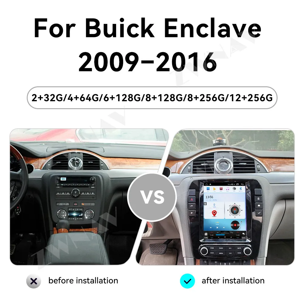 10.4 Inch Screen Car Radio For Buick Enclave 2009-2016 Android 14 Multimedia Player Wireless Carplay GPS Navigation Head Unit