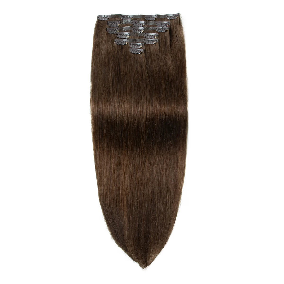 # 4 براون حقن بو سلس كليب على الشعر مشبك غير مرئي Ins آلة الشعر البشري ريمي 7 قطعة 100-120 جرام 24 بوصة مقاطع الشعر غير مرئية