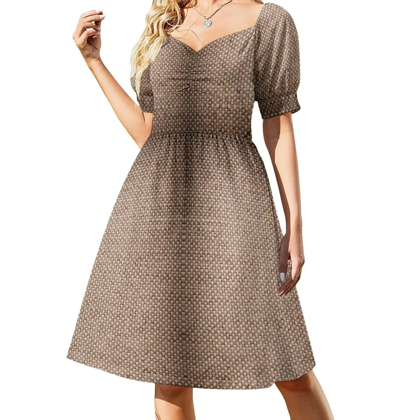 

Beige burlap cloth texture abstract Sleeveless Dress Woman's evening dress Evening gown Women's skirt Dress