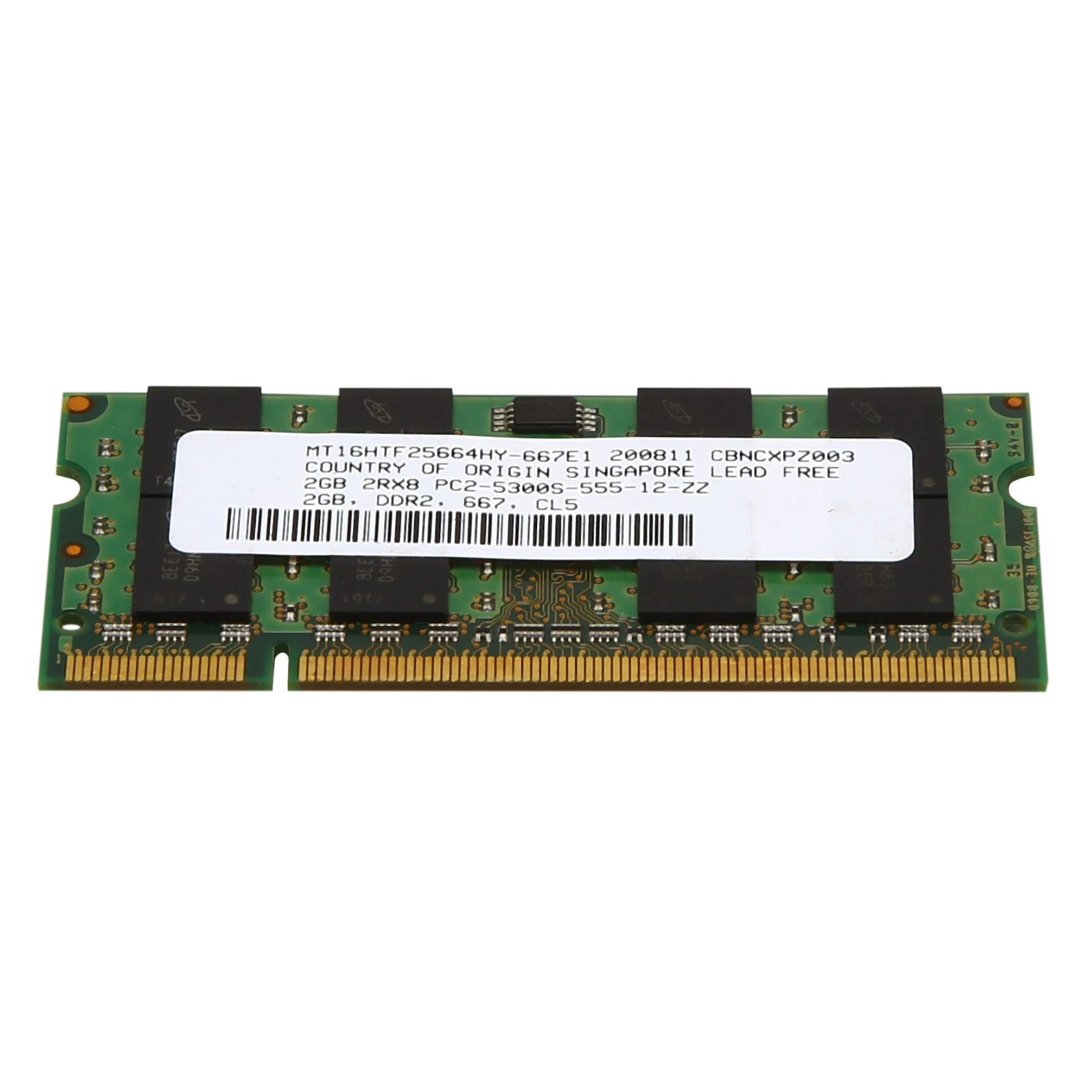 2GB หน่วยความจำแรม DDR2 667MHz PC2 5300แล็ปท็อป memoria 1.8V 200PIN SODIMM สำหรับ Intel AMD