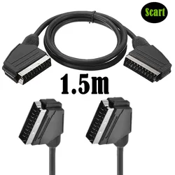 RGB Scart Cable 21-PIN Scart RGB Cable Male To Male Data Link Cable Scart Lead Scart Cord For Scart Video Converter Samsung TV