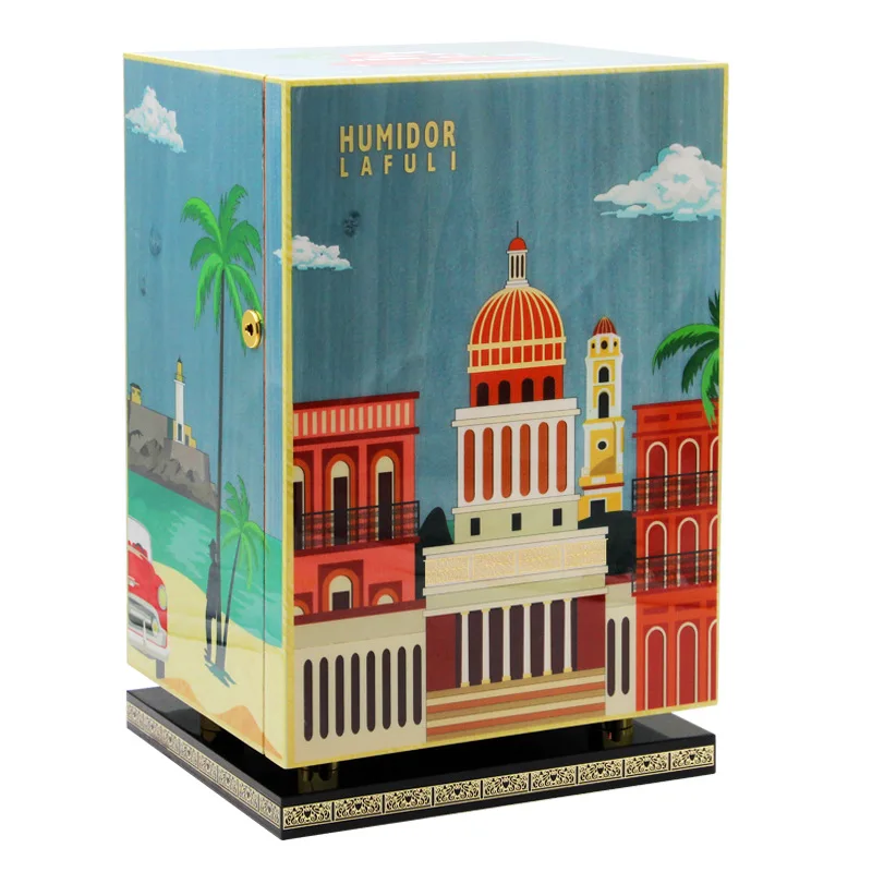 

Коробка для сигар, влагоотводящая коробка, трехслойный рояльный лак, испанское дерево кедра, уличная сцена, пляжный узор