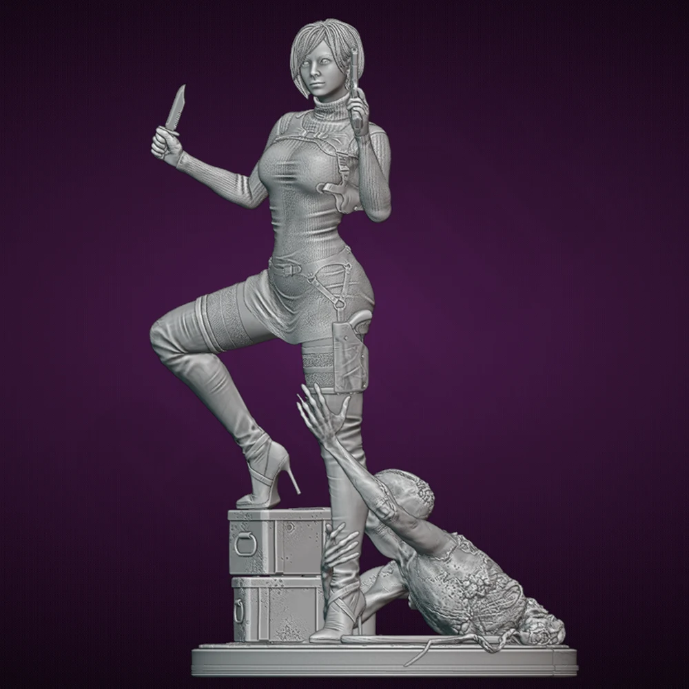 1:24 영웅적인 전사 섹시한 여성 3D 프린트 레진 토이 키트 GK 미도색 피규어 FUTA DIY 조립되지 않은 조각상 모델 장난감