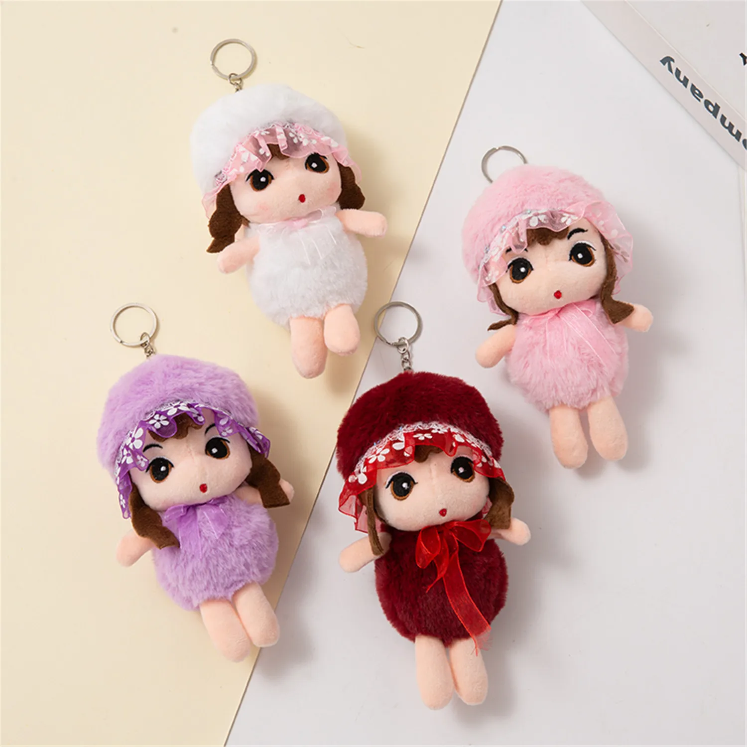 Porte-clés de poupée en peluche de 16CM, breloques en alliage, pendentif de sac d'école de dessin animé, accessoires, jouet en peluche, cadeau