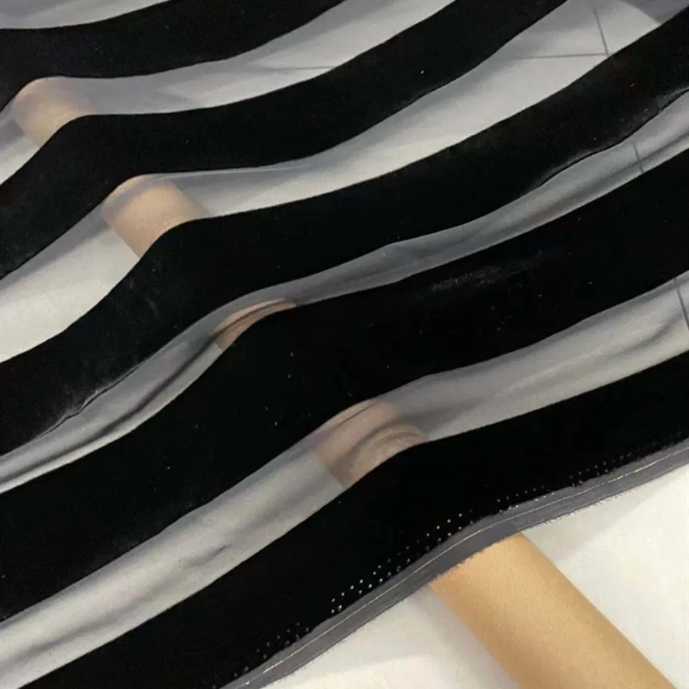 140cm Wide Striped Real Velvet Fabric Burnout Velvet Fabric By Meter See-through Skin-Friendly Close-Fitting Dress Sewing Cloth