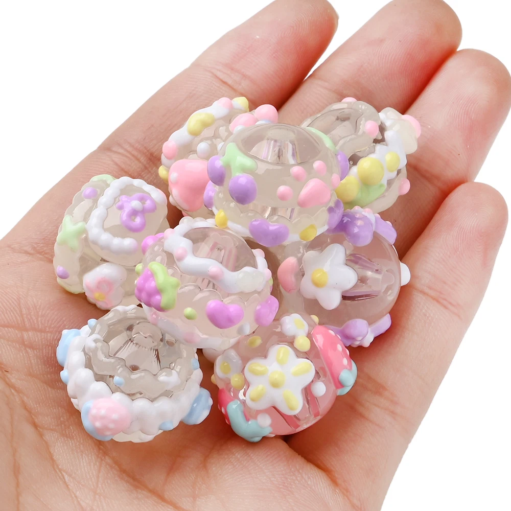 10Pcs 15mm Clear Round Beads Hand Drawn Resin Bead For DIY Baby Pacifier Chain Teether Bracelet Jewelry Making image 6