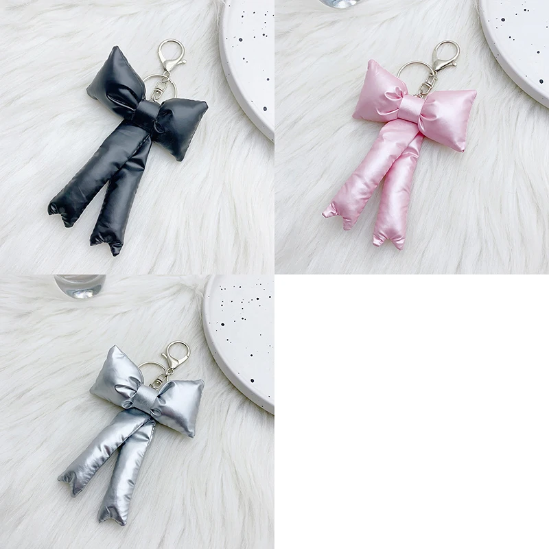 Y2K Korean 3D Bowknot Keychain Fashion Simple Bow Keyring Bag Pendant Handbag Hanging Decoration Girls Gifts