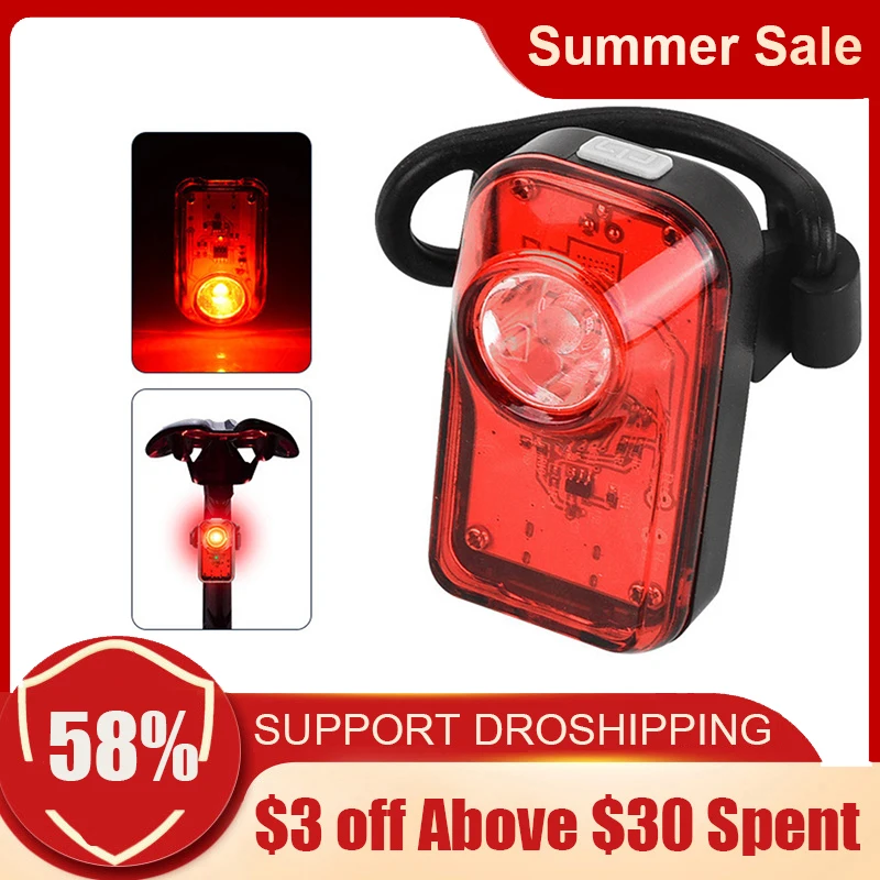 Bike Tail Light Type-C USB Rechargeable Portable Bicycle Night Ridding Safety Warning Red Rear Lamp Cycling Accessories