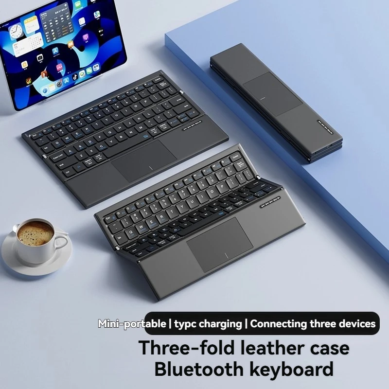 

Bluetooth Wireless Triple Fold Magic Control Touchpad Keyboard for IPad Mini Mute Touch Pad Notebook Computer Office Portable