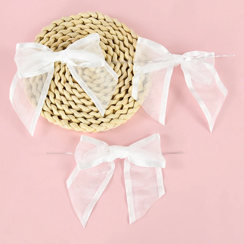 

10PCS White Bowknot DIY Bouquet Clothes Gift Wrapping Bowknot Baby Shower Decor Ribbon Bows Wedding Birthday Party Decoration
