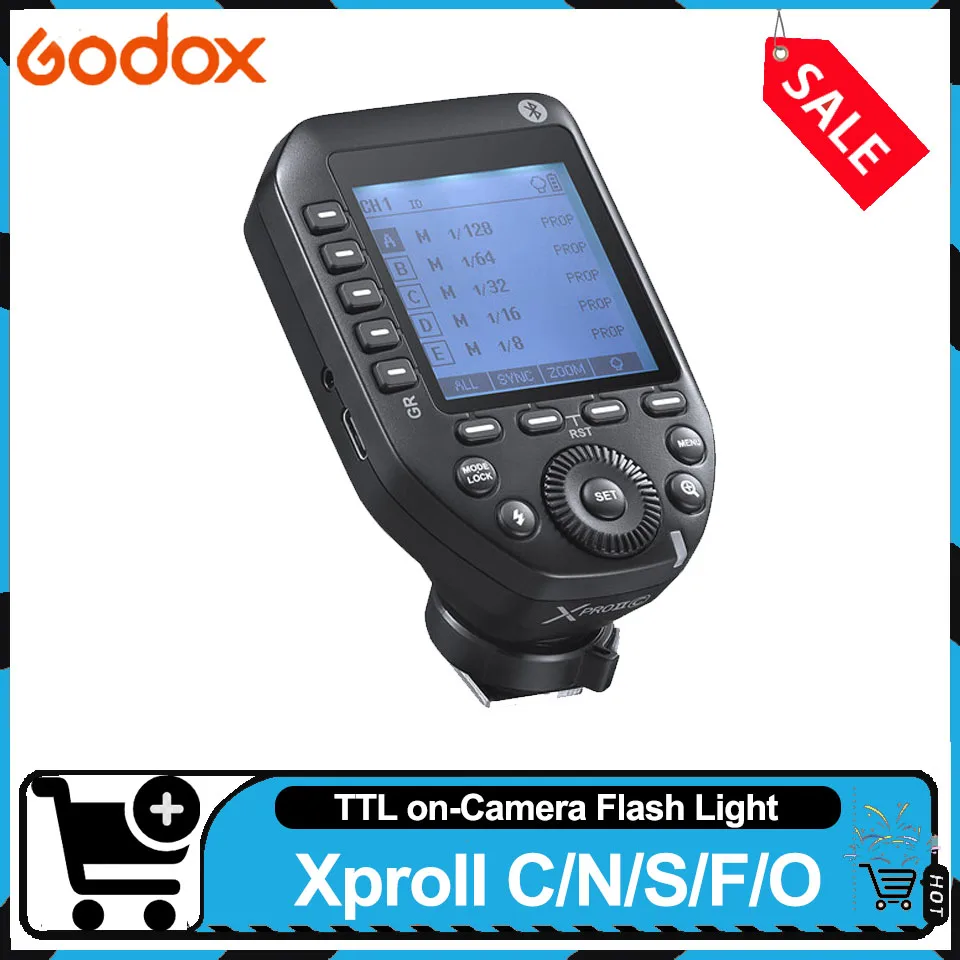 Godox Xpro II C/N/S/O/F TTL مشغل فلاش لاسلكي تلقائي 1/8000S HSS 2.4 	 فلاش كاميرا على جيجا هرتز يتم التحكم فيه عن طريق التطبيق