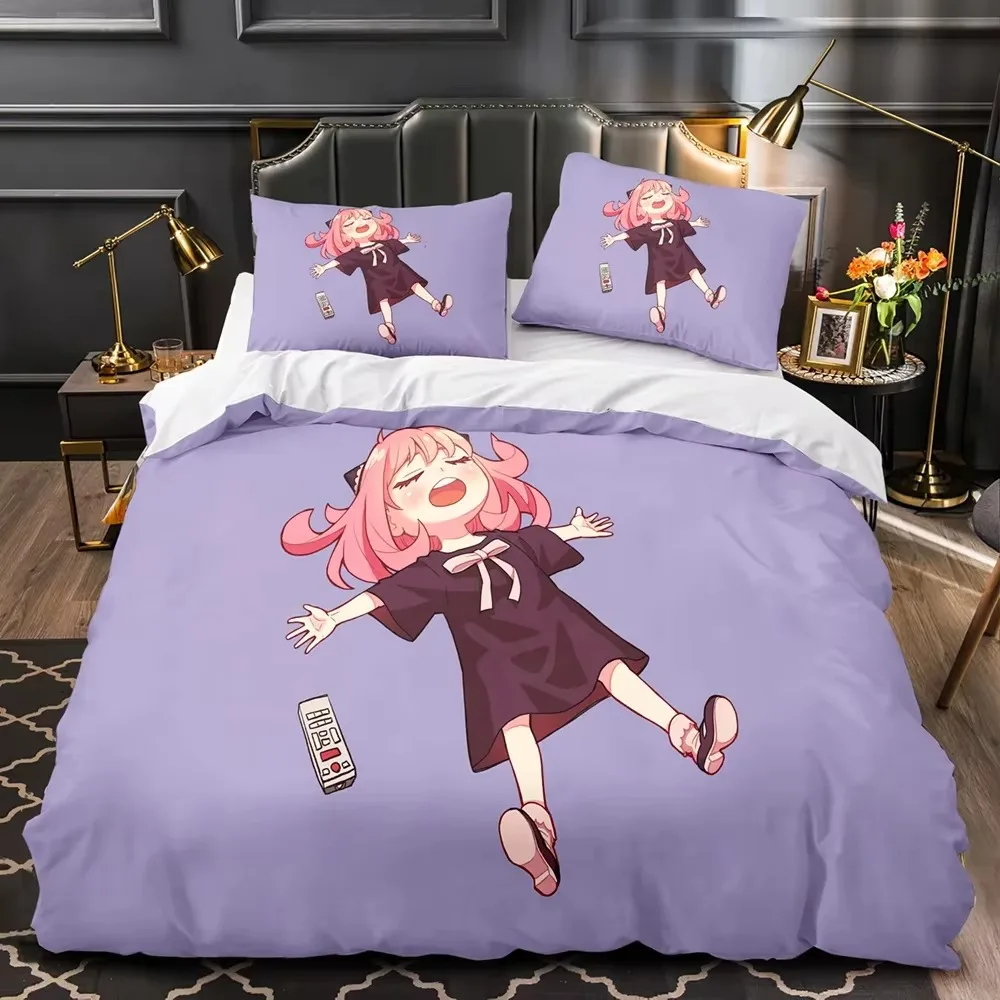 3D Printed Anime SPY×FAMILY Anya Forger Comforter Bedding Sets Full Size Cartoon Duvet Cover Queen King Size Pillowcase Set