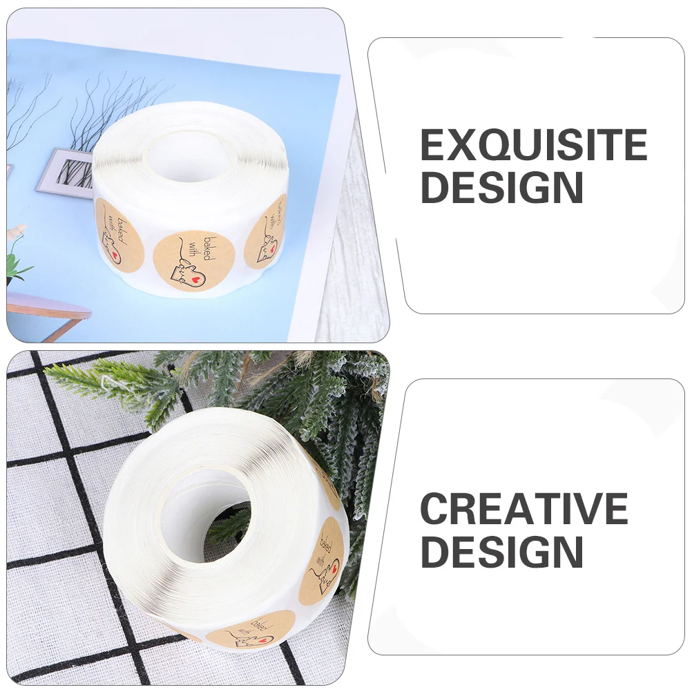 1 Roll Gift Bag Kraft Sticker Packing Sticker Roll for Biscuit Bread Envelope Seal Decorative Use