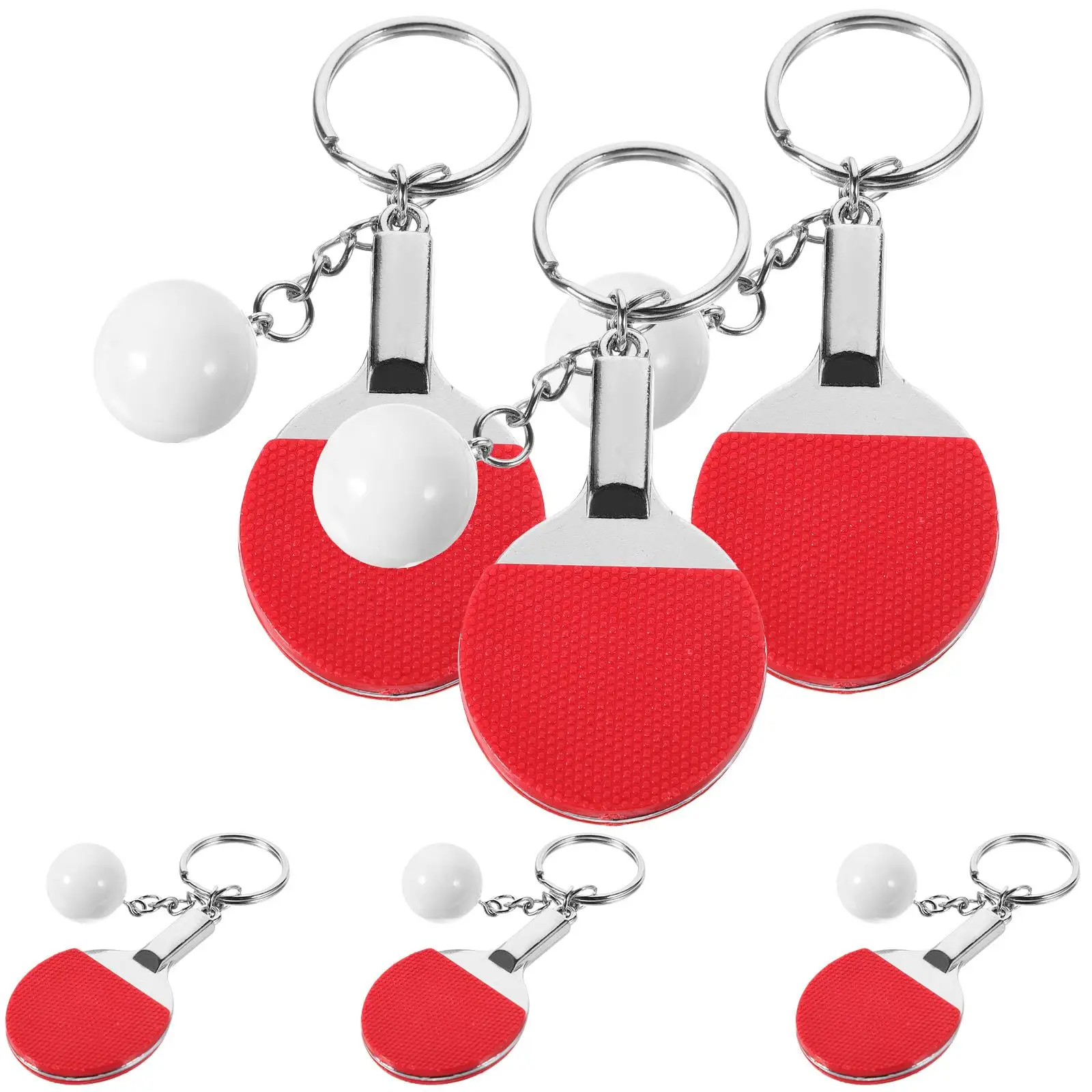 

Badminton Table Tennis Ball Keychain Bag Pendant Gift Sporting Goods Simulated Racket (red) 6pcs Accessories for Boys Ring