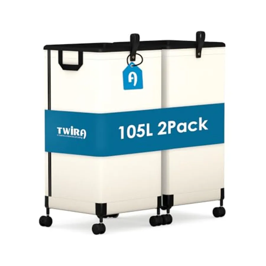 

Комплект из 2-х корзин для белья на колесиках, 105 л, большая складная корзина для грязного белья с металлическим каркасом и съемным мешком