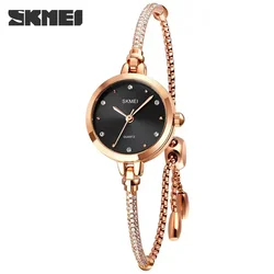 SKMEI 1805 moda ince bayanlar saatler rahat kadın kız elbise saat 3Bar su geçirmez Relogio Feminino basit kadınlar Quartz saat