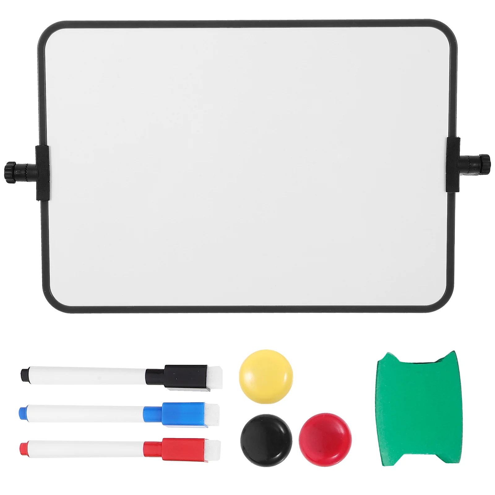 Pequeno Double-Sided Magnetic Whiteboard, Dry Erase, Calendário portátil, Office Note, Mensagem, Stand Easel, Escrita Tablet, Preto