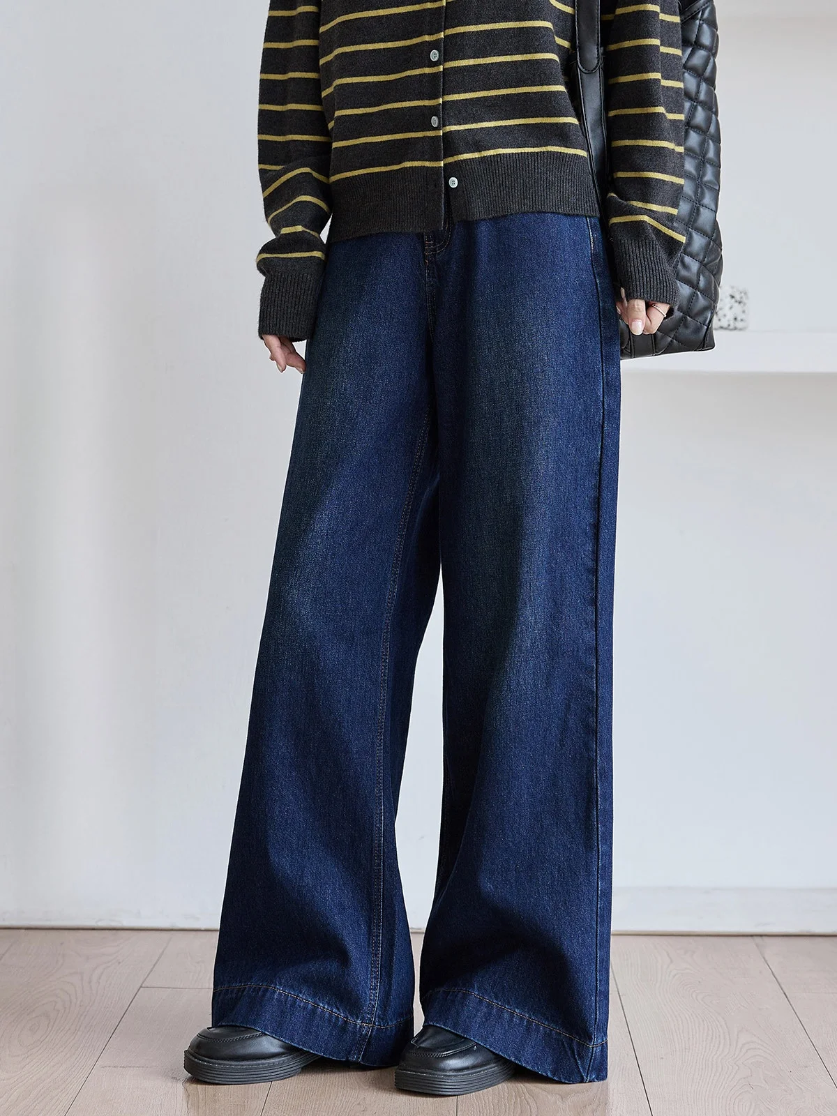 

Женские джинсы Deep Blue с высокой талией и широкими штанинами, винтажные, стройнящие, из денима, для повседневной носки, осень-зима, новинка