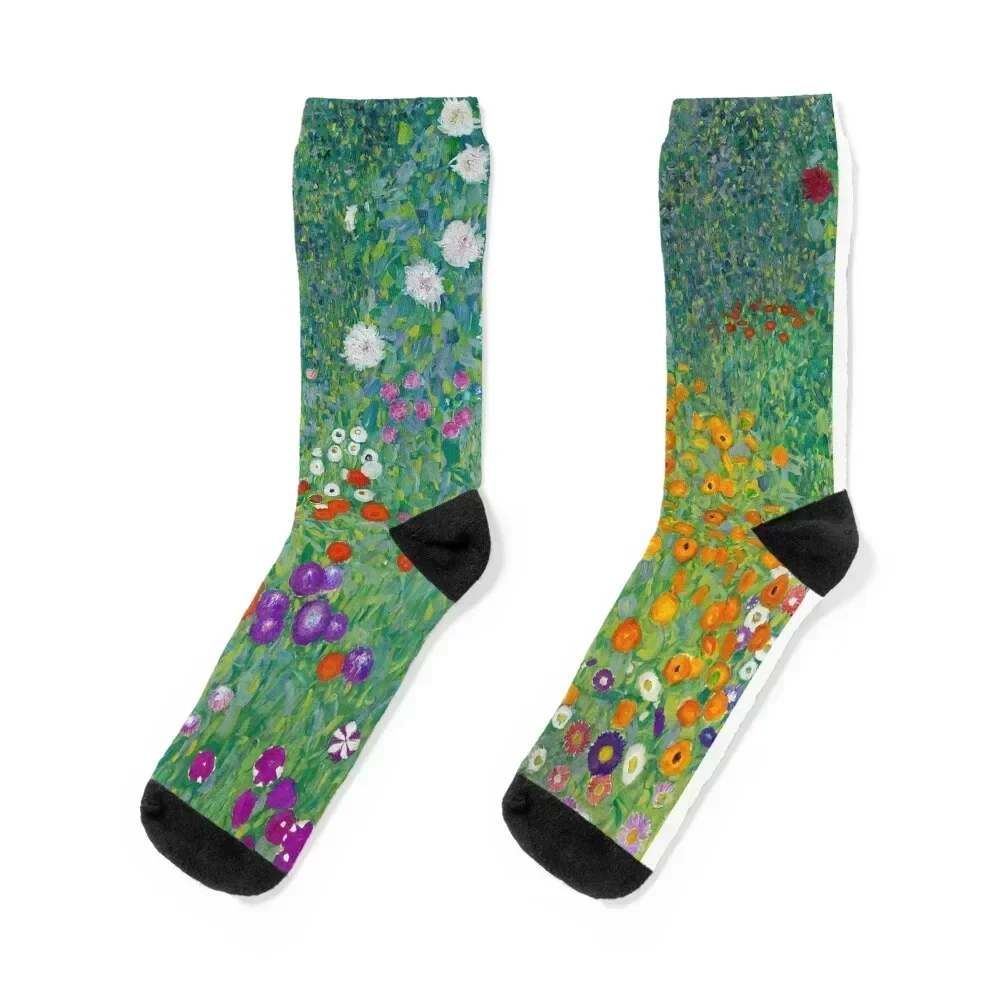 Gustav Klimt - Cottage Garden Socks hiphop Soccer Stockings compression Christmas Women's Socks Men's