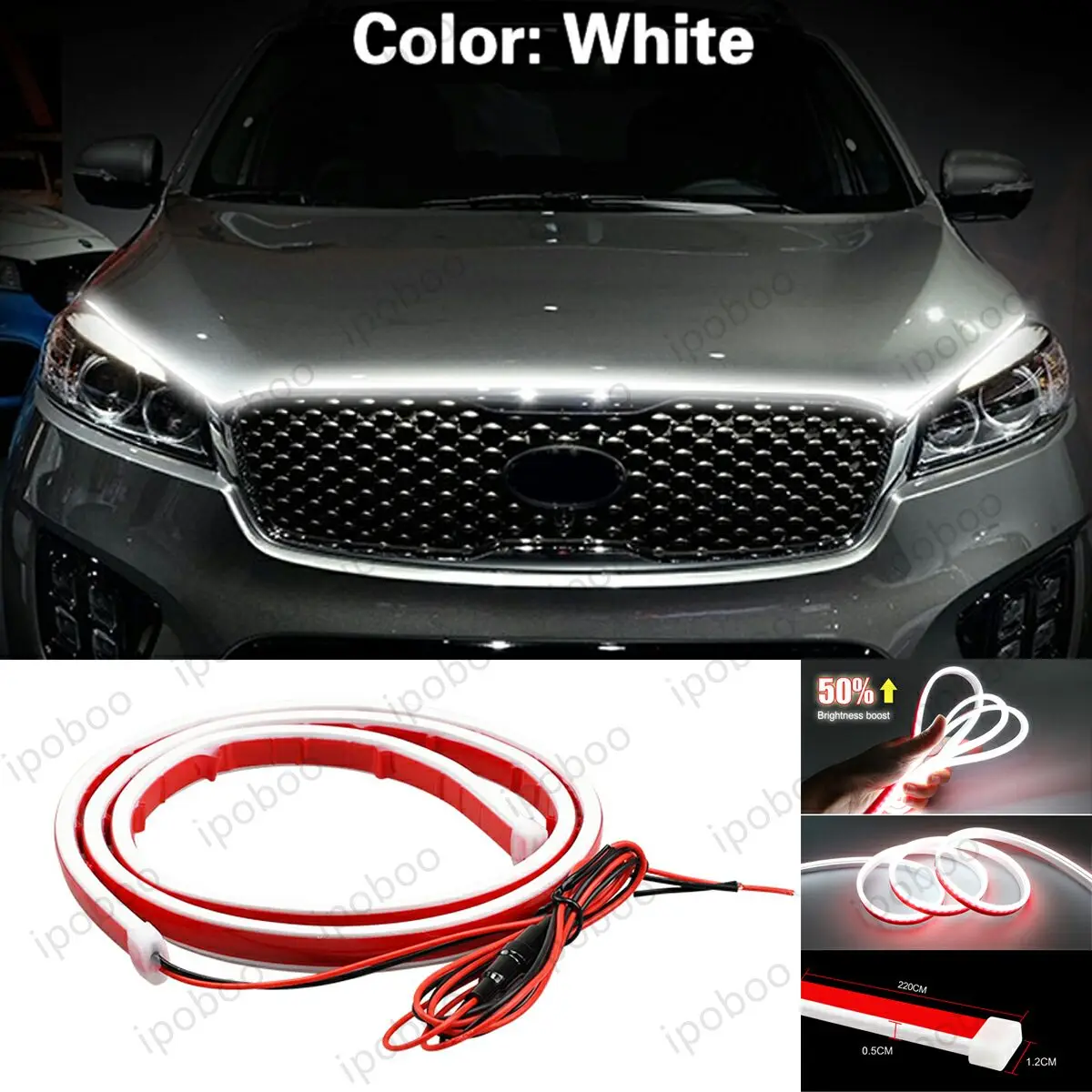 

86" LED Hood Light Strip For KIA Sorento 2003-2022 Flexible Dynamic Scan Start Up Hoodbeam Kit Engine Cover Decoration Light