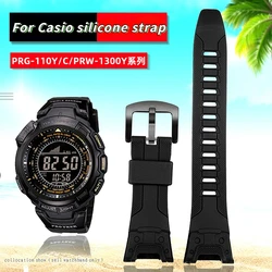 26mm Silicone watchband For Casio PROTREK Series PRG-110Y PRG-110C PRW-1300Y PRW-1500Y PRG-130Y Black resin watch Sports strap