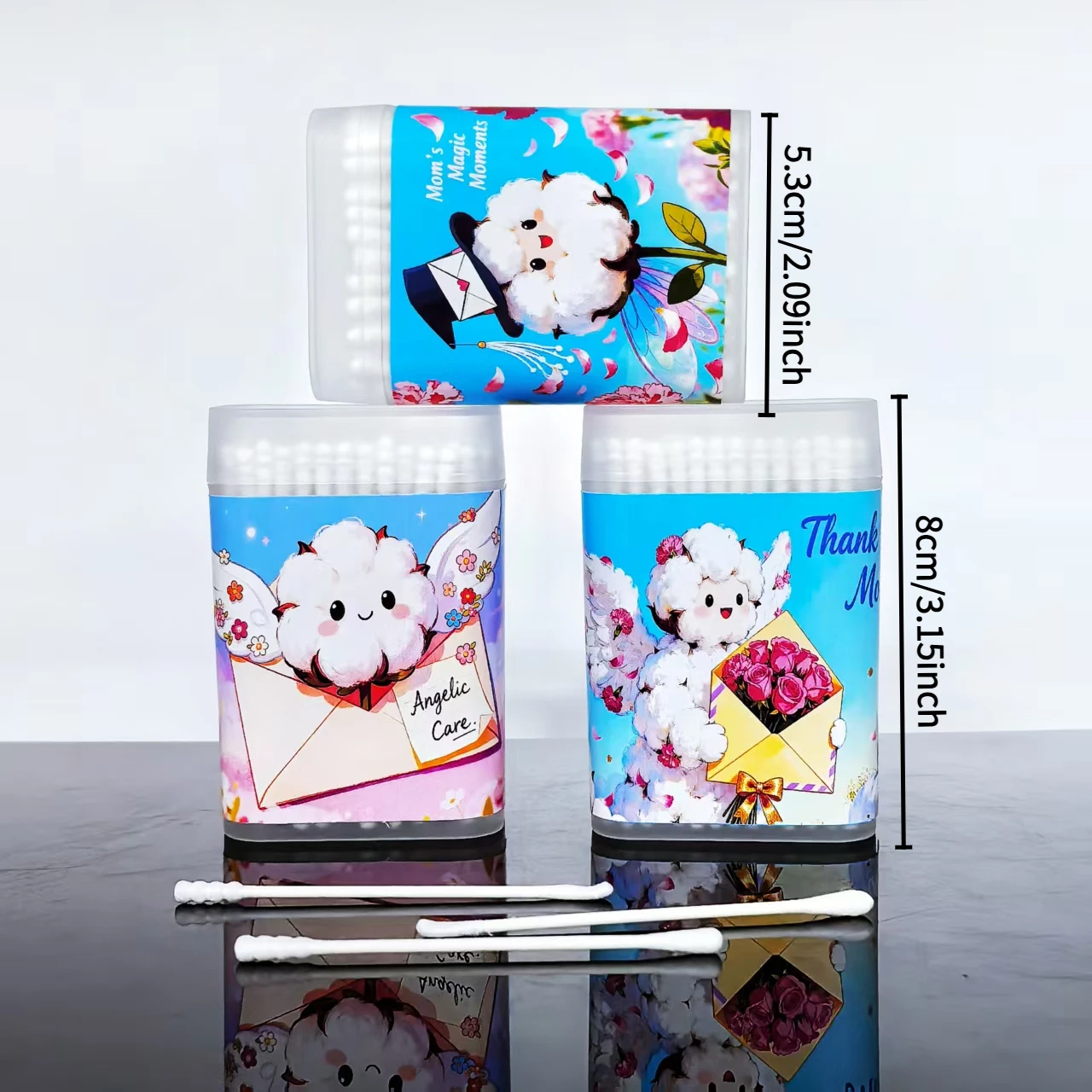 300 Stück Wattestäbchen zum Muttertag, doppelköpfige Wattestäbchen mit dünnem Papierstäbchen, Wattestäbchen als Geschenk zum Muttertag