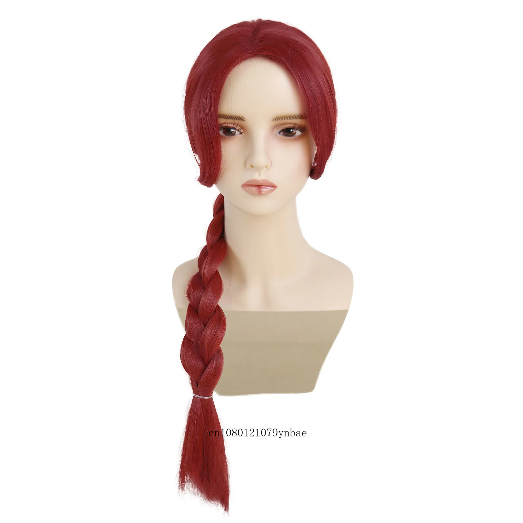 Women Girls Princess Wigs Synthetic Hair Red 29 Inch Long Straight Wig With Braids Daily Cosplay Party Halloween Costume Wigs