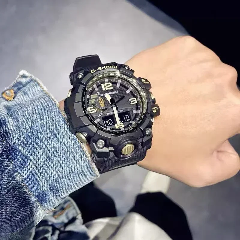 9898 Store ساعة رياضية رقمية للجنسين كاملة المواصفات LED شاشة مزدوجة التوقيت العالمي سلسلة GWG Oak كاملة المواصفات #3