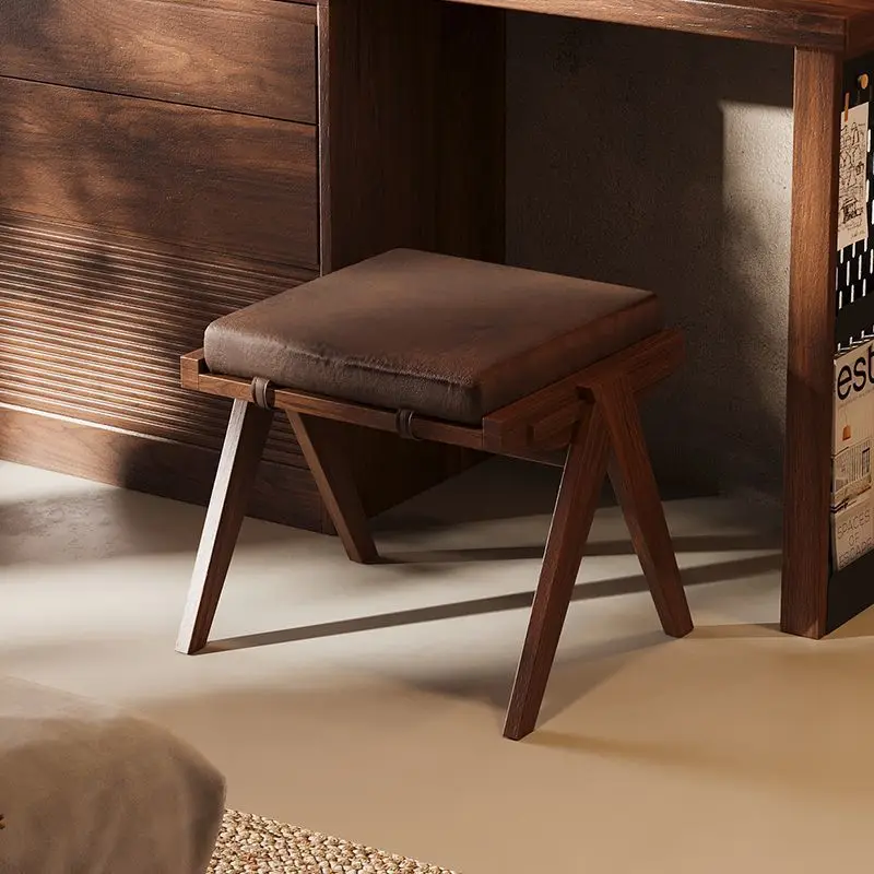 North American Black Walnut Dressing Stool Home Bedroom Makeup Stool Modern Simple
