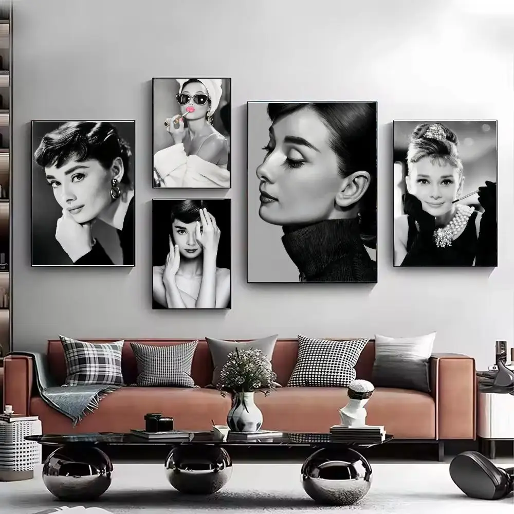 A-Audrey Hepburn Poster Stylish Wall Art Print for Living Room Bedroom Study Office Café Home Decor Modern Gift