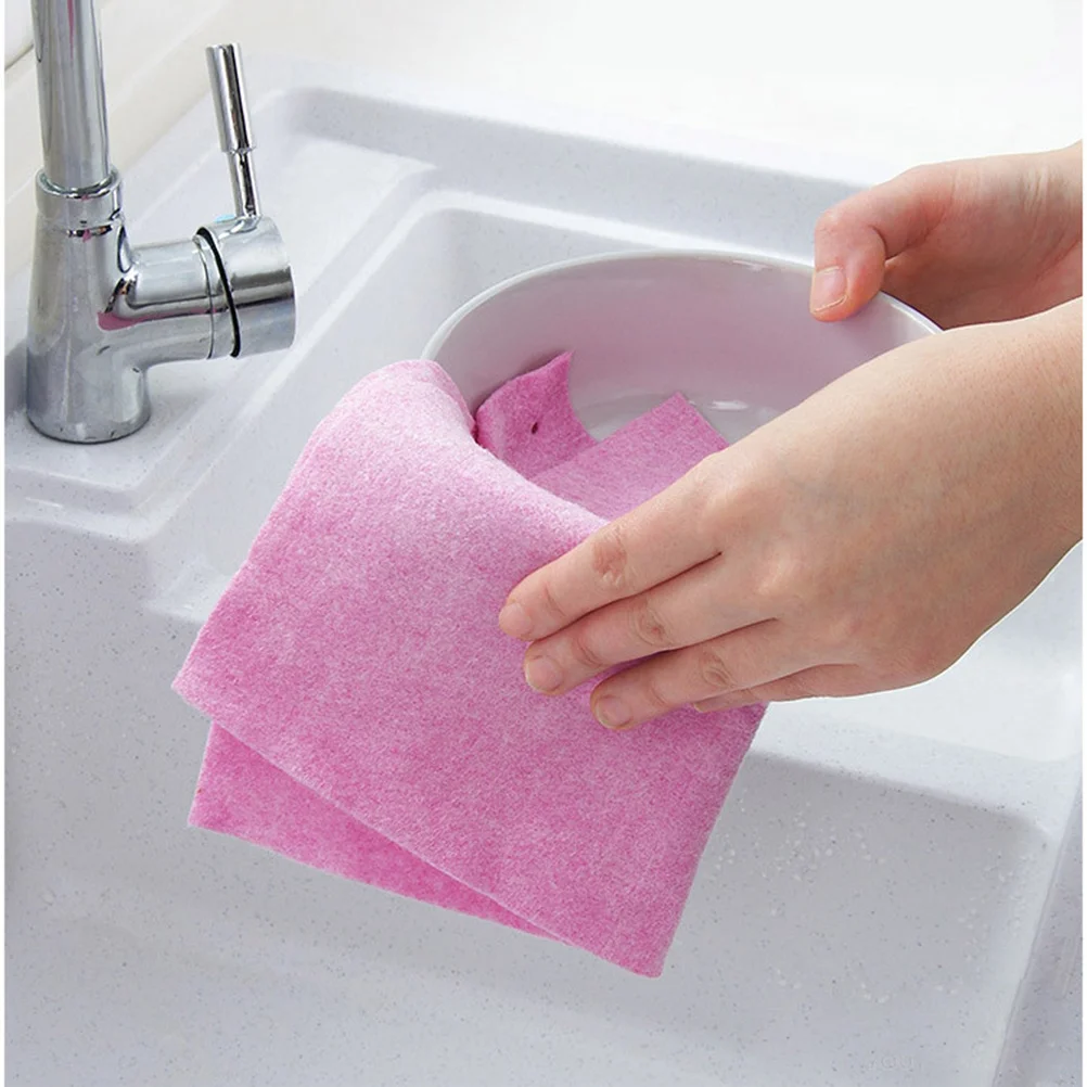 

5pcs Cleaning Cloth Kitchen Thickened Rapid Dry Scourer For Dishes Bowls Fruit Wash Dish Towel Wipe Absorbent Kitchen Cloth