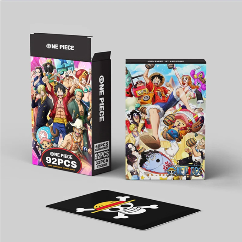 92Pcs Anime One Piece Figure Wanted Lomo Cards Luffy Zoro Chopper Bookmark Stickers Double-sided Photocard Collection Toy Gift