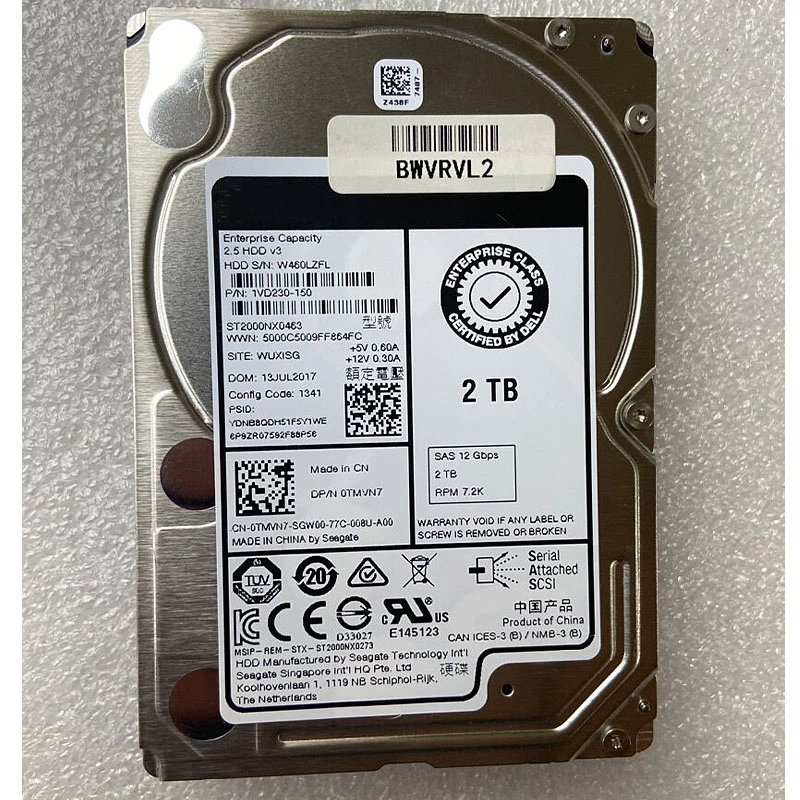 

For DELL 0TMVN7 ST2000NX0463 2T SAS 12G 7.2K 2.5 TMVN7 server hard drive