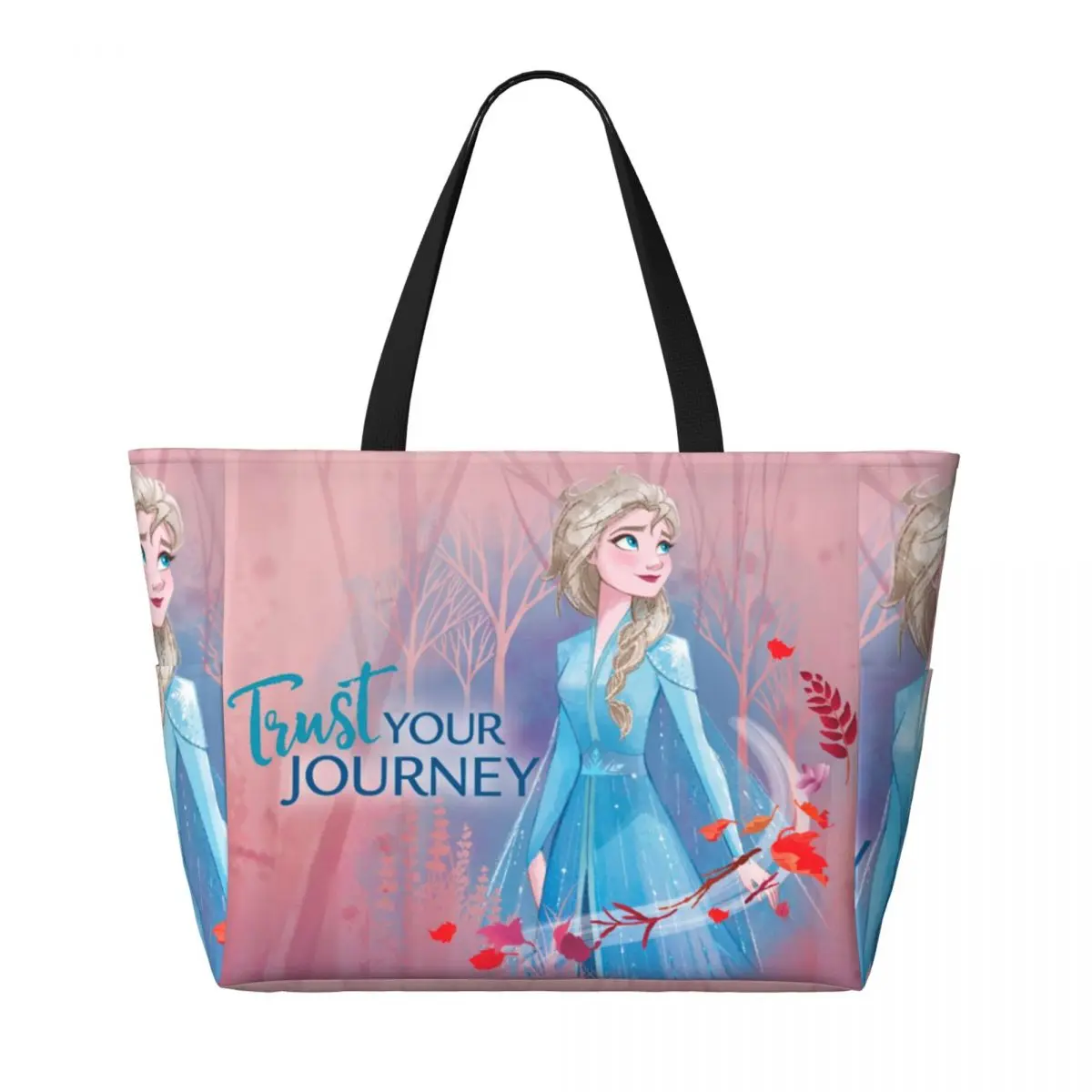 Custom Elsa Princess Frozen Beach Tote Bag Women Extra Large Gym Carry On Animated Movie Travel Shopping Bags