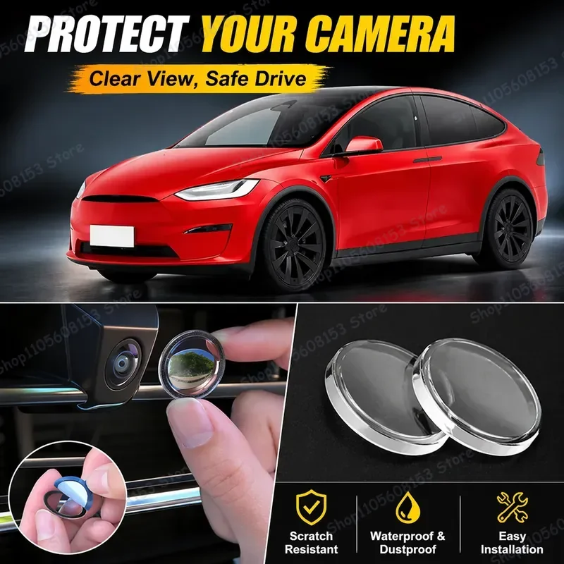 For Tesla Model X 2015-2026 360 Degree Reverse Camera Lens Protector Anti Scratch PC Cover Stickers for Car Backup Camera