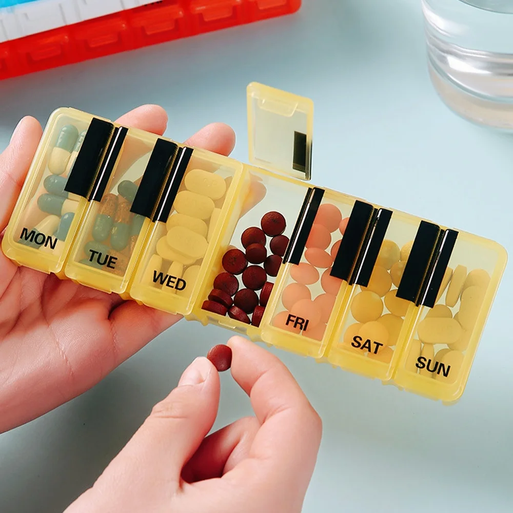 

1PCS Weekly Pill Box Organizer 7 Day, Week Pill Dispenser Case One Time a Day, Daily Med Container to Hold Vitamin & Supplement