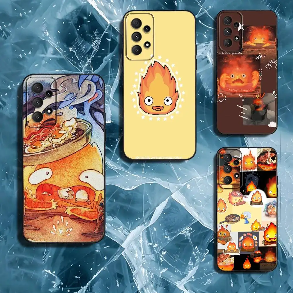 

Cute F-Fire Calcifer-S Phone Case For Samsung Galaxy A13,A21s,A22,A31,A32,A52,A53,A71,A80,Soft Black Shell