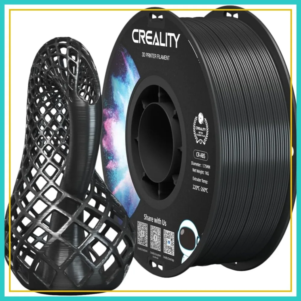 

ABS Filament 1.75mm, 3D Printer Filament, Impact & Heat Resistant, Tough, 1kg Spool, Black