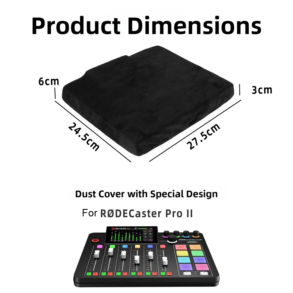 1 Pcs Dust Cover For RØDECaster Pro II Dust Cover Enhanced Protection Ultra-Soft Washable Snug Fit Protection Black Accessories