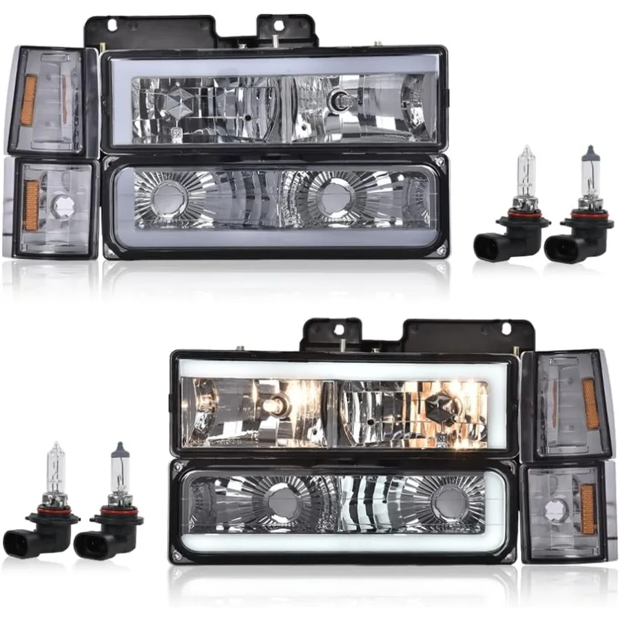 

Фара в сборе со встроенной светодиодной лентой для повышенной видимости и современной эстетики, совместимая с GMC C1500 C2500